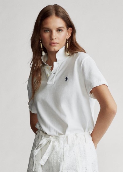 Camisa Polo Polo Ralph Lauren Mujer Blancos - Classic Fit Frayed - WCSJK3259